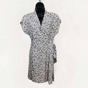 Vintage Esprit Wrap Dress Women’s 7/8 Made In Hong Kong Floral Preppy Collared